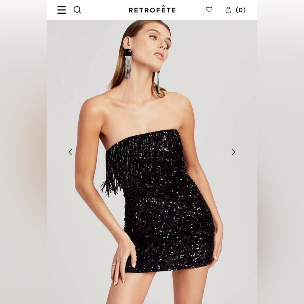 RETROFÊTE CASSANDRA SEQUIN FRINGE DRESS - SIZE M